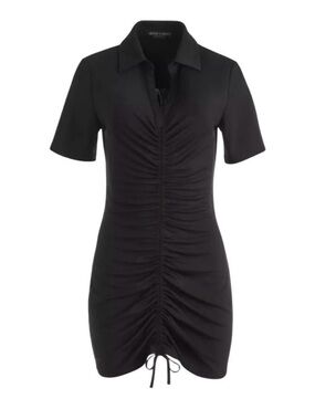 Alice + Olivia Classics Marsha Ruched Polo Dress Black size Medium